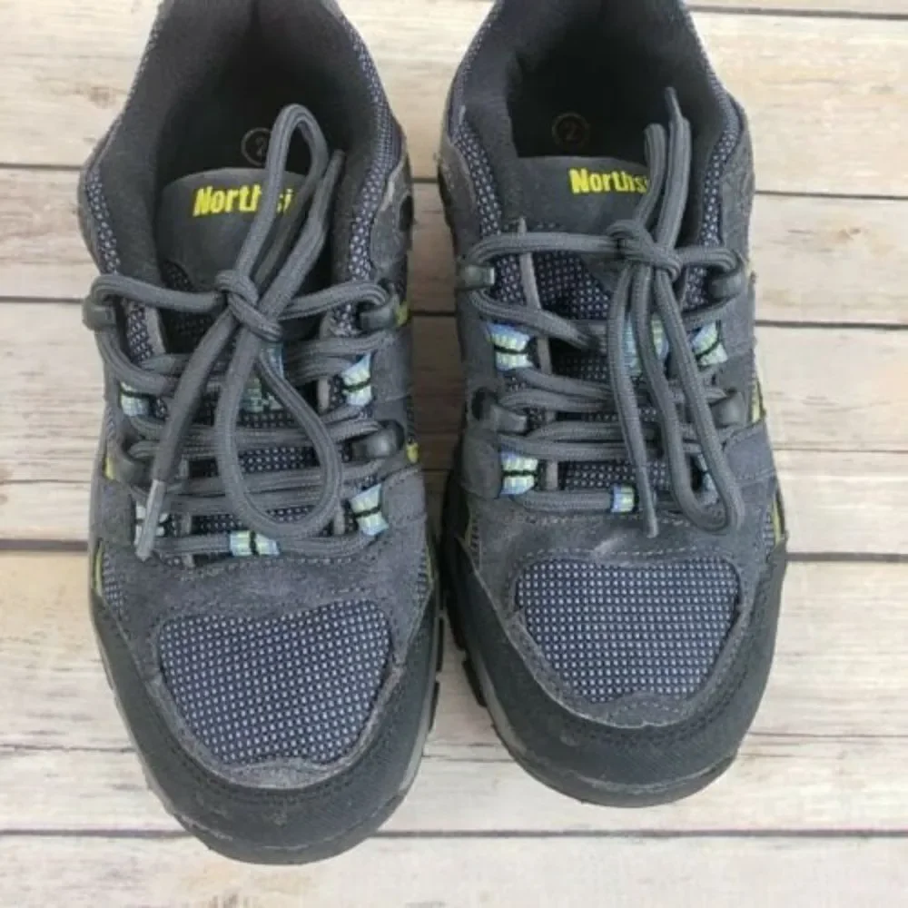 Northside Monroe Low Jr Suede Boys shoes Size 2Y Gray black lace up